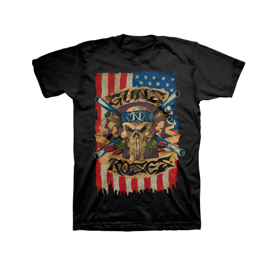 Skull & US Flag Graphic Tee