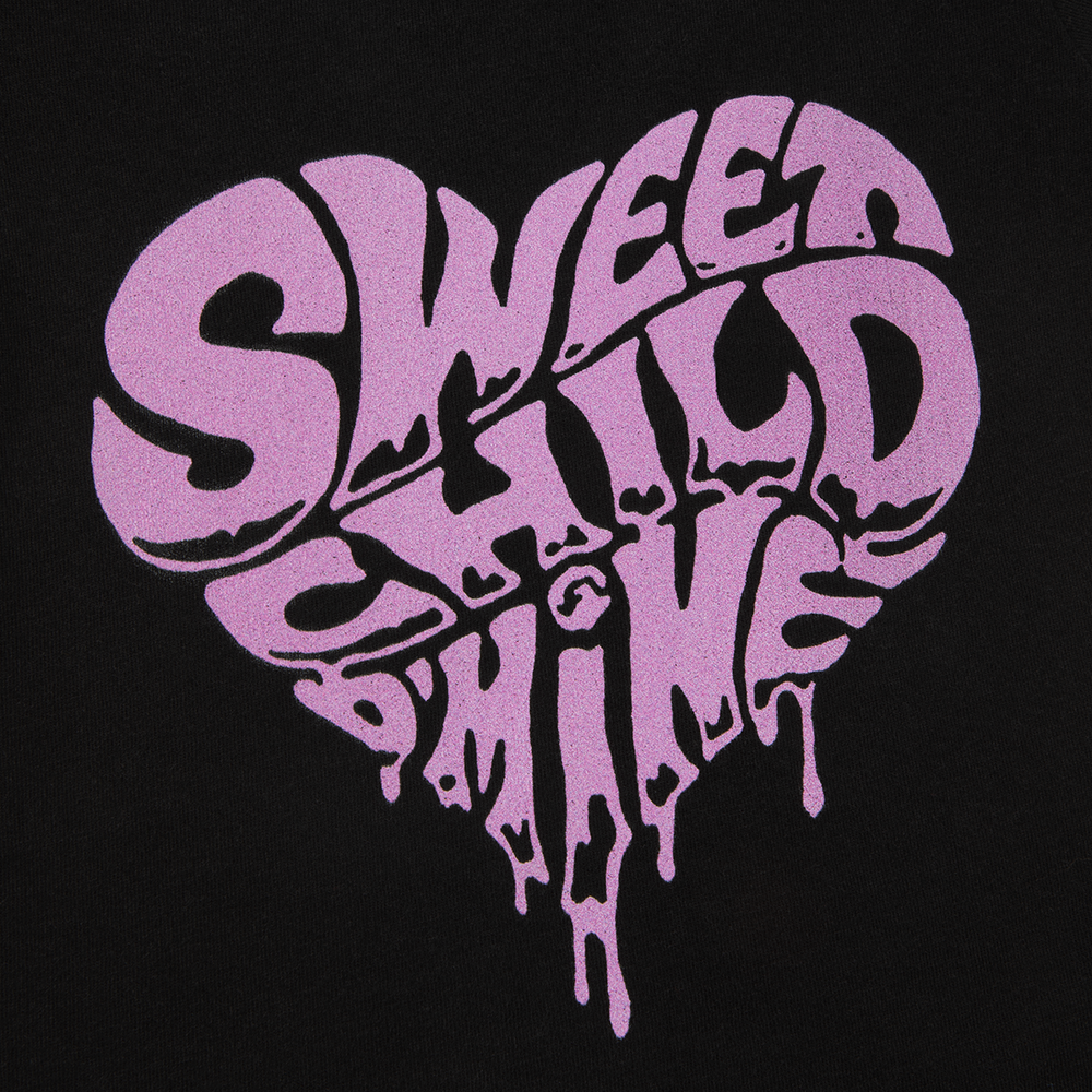 Black Baby Onesie with Purple Sweet Child Print